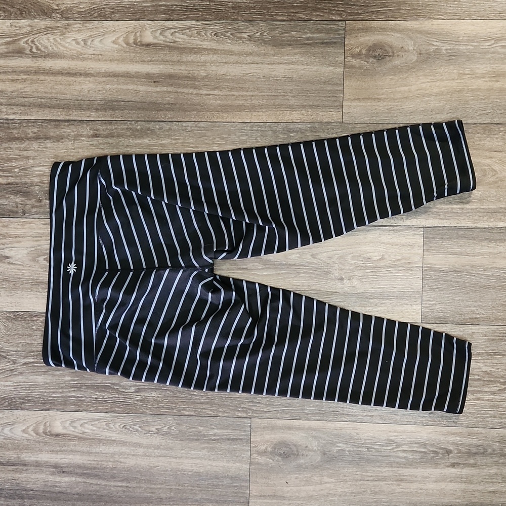 Athleta Chaturanga Capri Striped Tight Leggings in Black/Grey Size Small - Picture 8 of 10